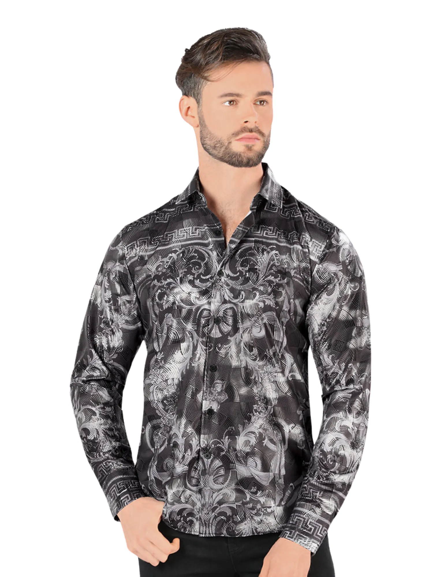 Camisa Casual Manga Larga Estampada para Hombre 'Montero' - ID: 0798