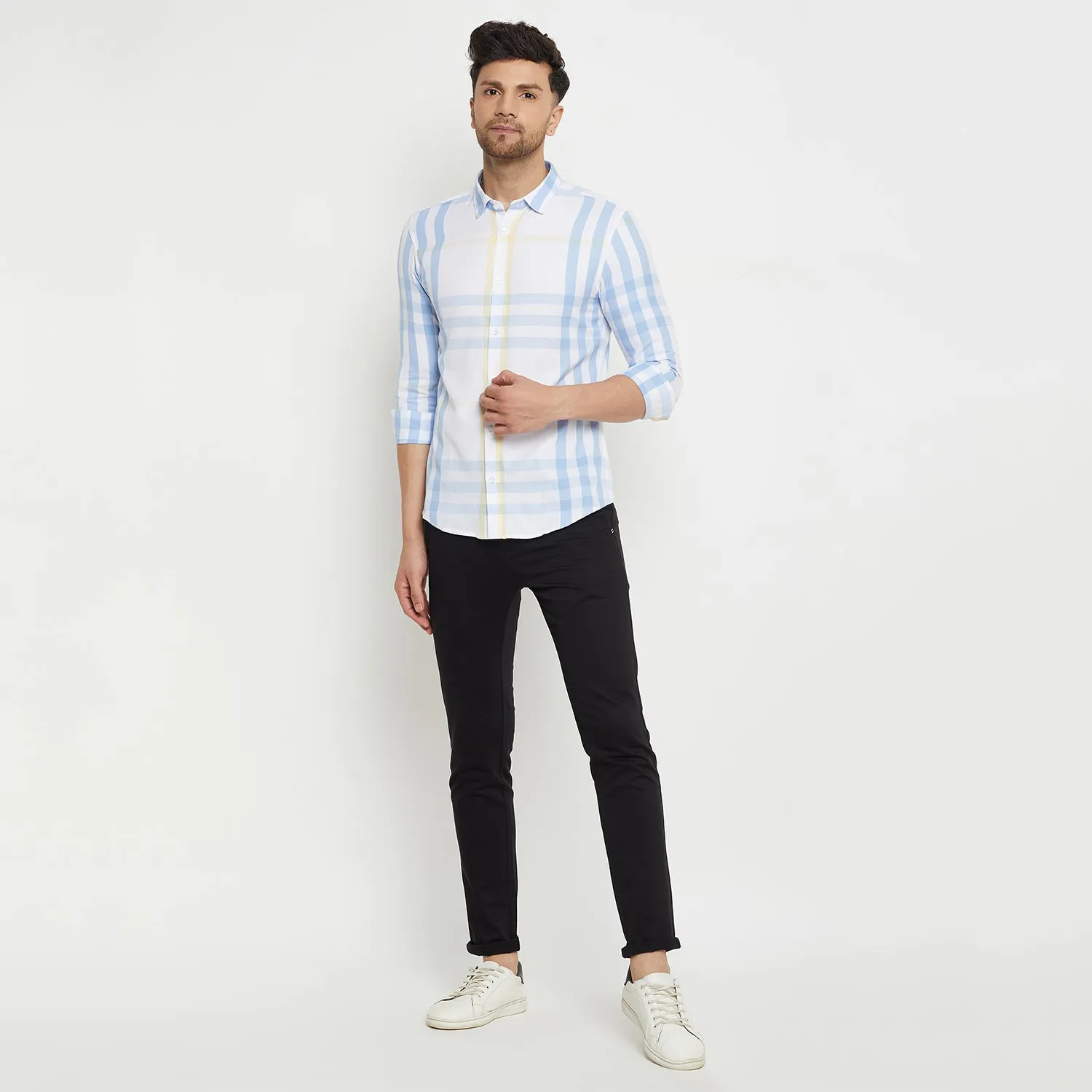 Camla Barcelona Colourblocked White Shirt For Men
