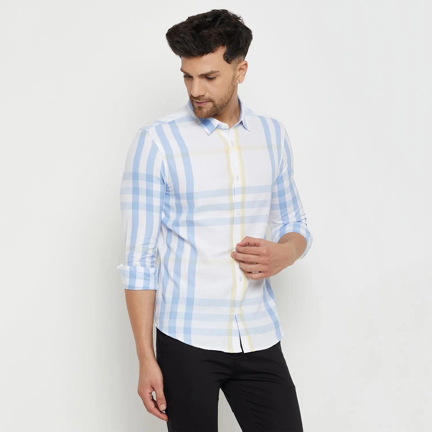 Camla Barcelona Colourblocked White Shirt For Men