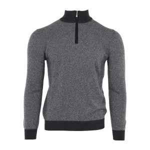 Cashmere Half Zip Mock in Anthracite & Light Grey
