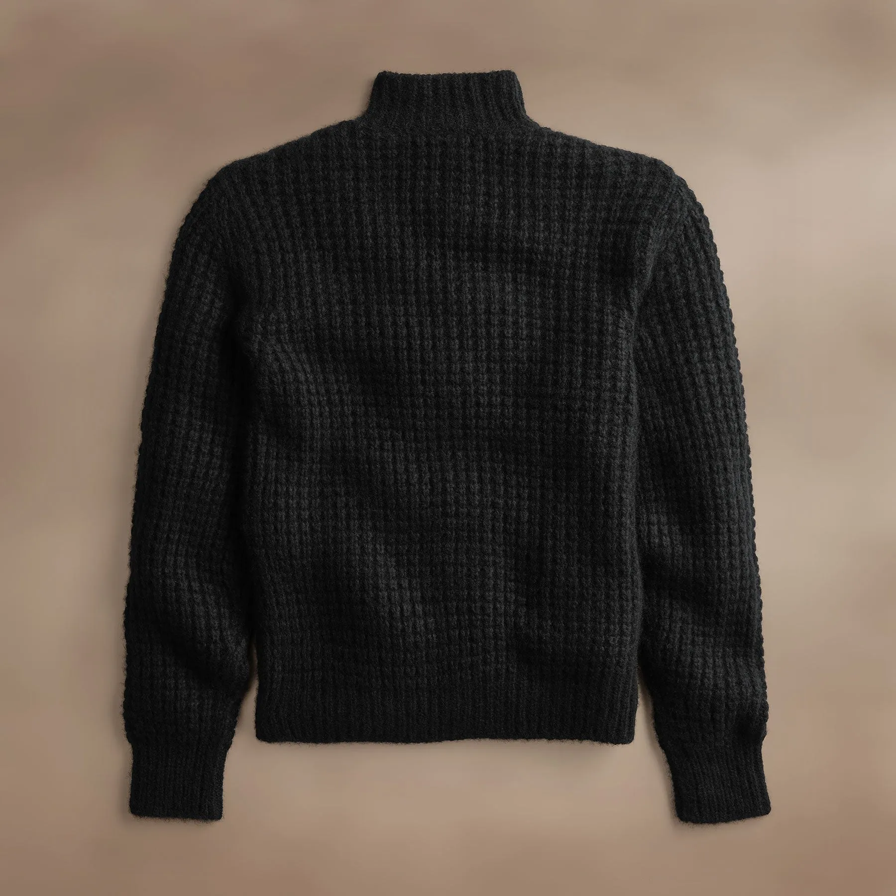 Cashmere Knit Waffle Cardigan - True Black