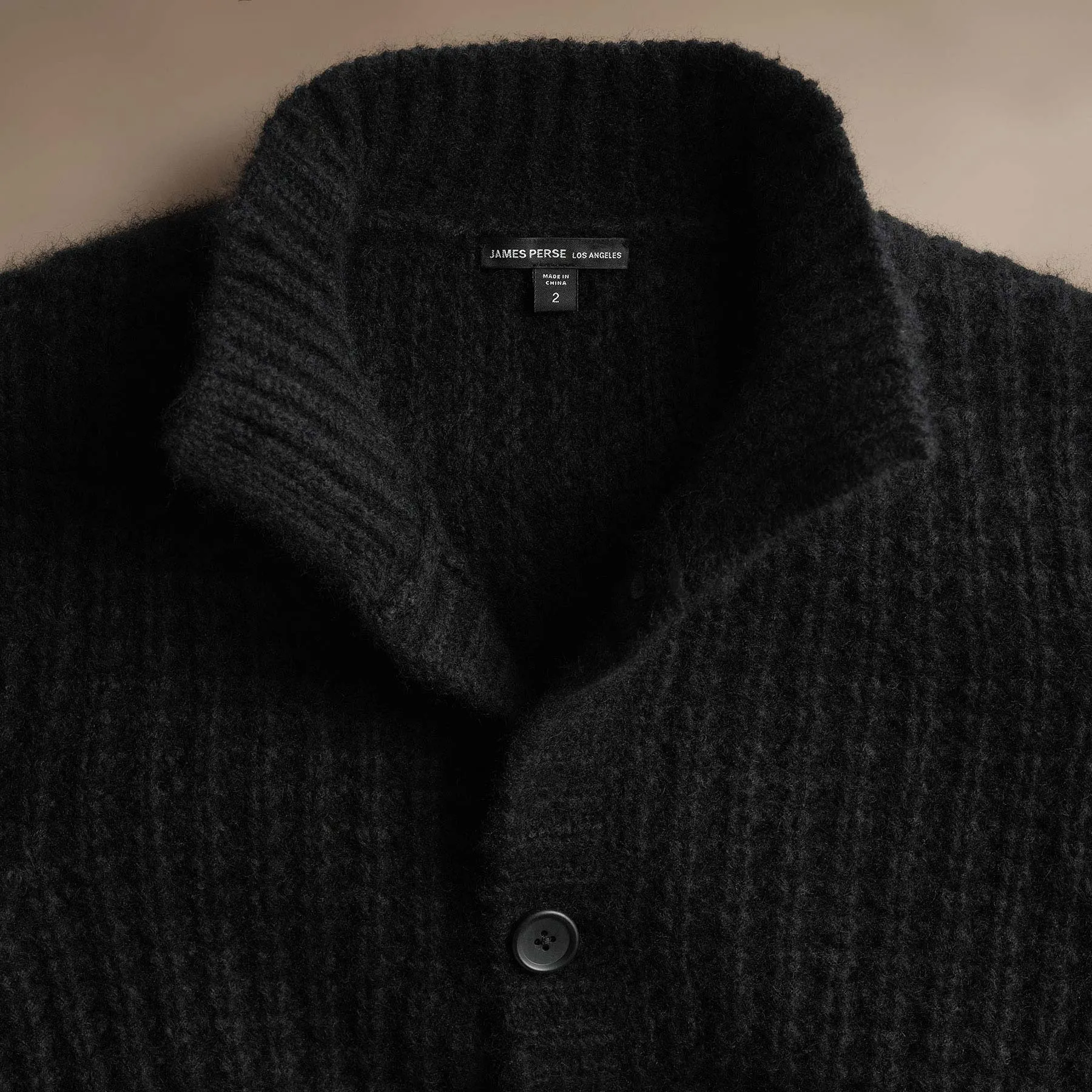 Cashmere Knit Waffle Cardigan - True Black