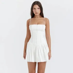 Casual Ruched Strap Bodycon Mid-Dress