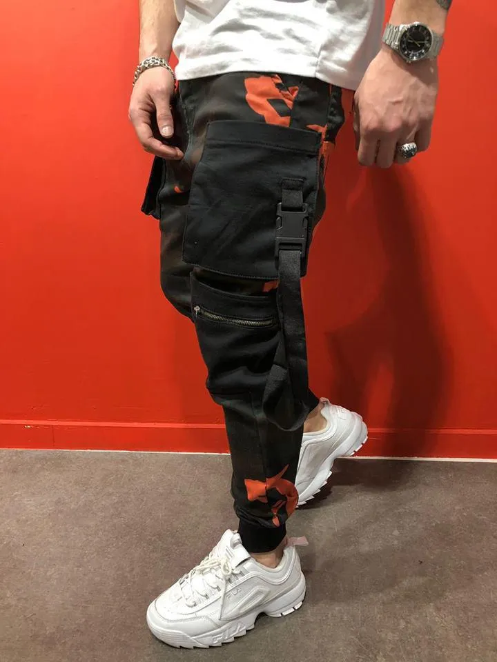 Casual Sporty Hip Hop Camouflage Printed Slim Pants For Men