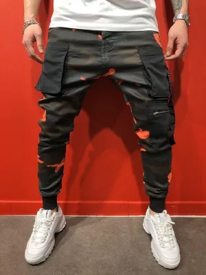 Casual Sporty Hip Hop Camouflage Printed Slim Pants For Men