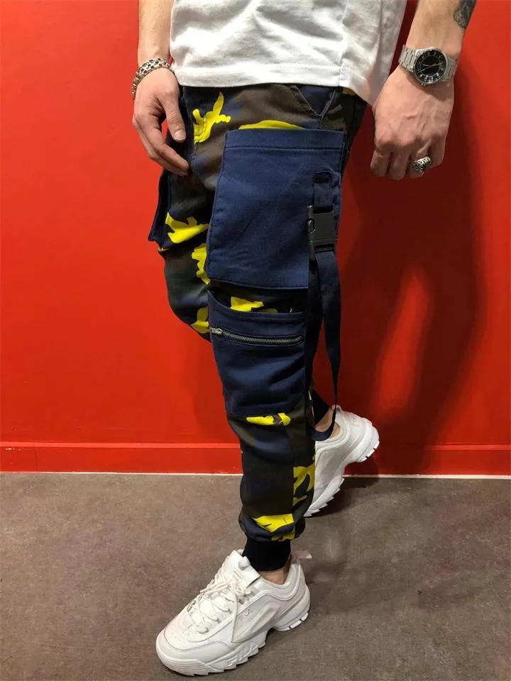 Casual Sporty Hip Hop Camouflage Printed Slim Pants For Men