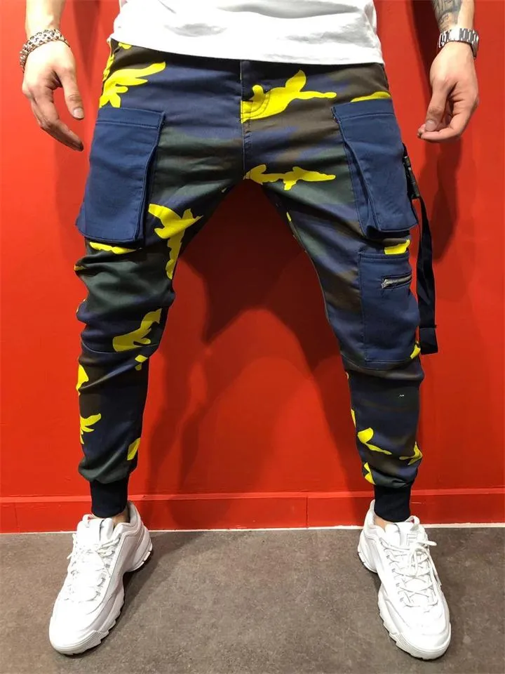Casual Sporty Hip Hop Camouflage Printed Slim Pants For Men