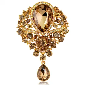 Champagne Crystal & Cubic Zirconia 18K Gold-Plated Botany Brooch