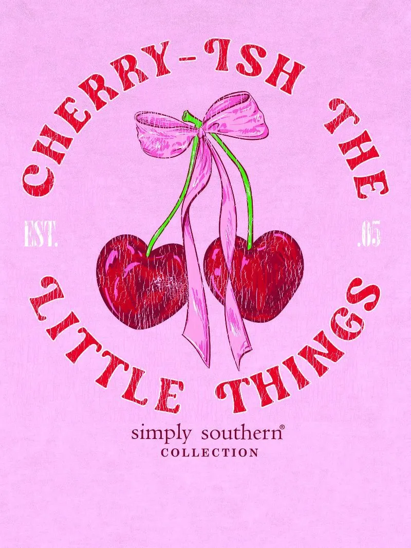 'Cherry-ish The Little Things' Mineral Wash Short Sleeve Tee by Simply Southern (Ships Mid-March)