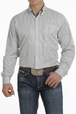 CINCH MEN'S TENCEL STRIPE BUTTON-DOWN WESTERN SHIRT - BLUE/WHITE