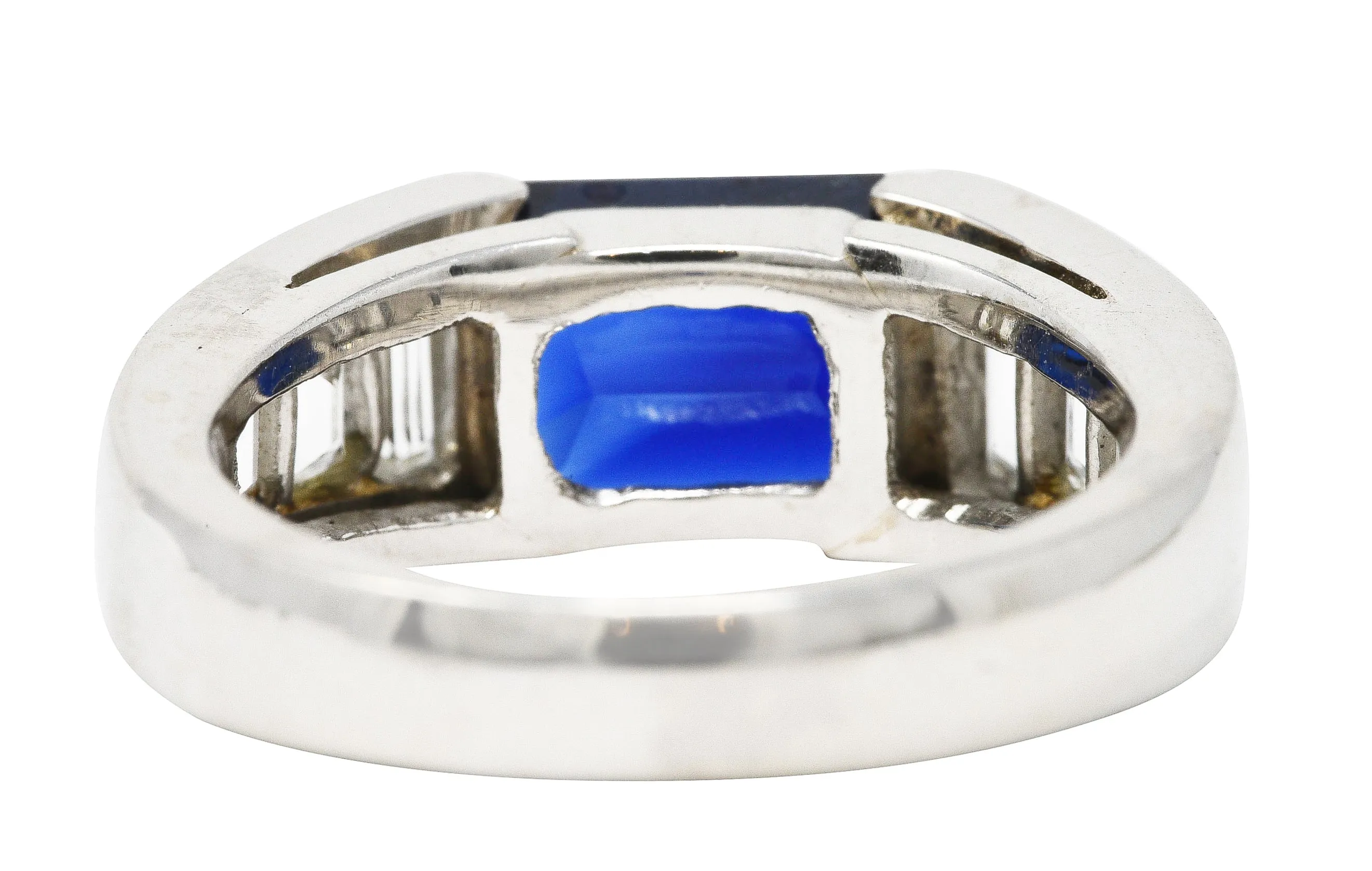 Contemporary 3.32 CTW Sapphire Diamond Platinum Unisex Band Ring