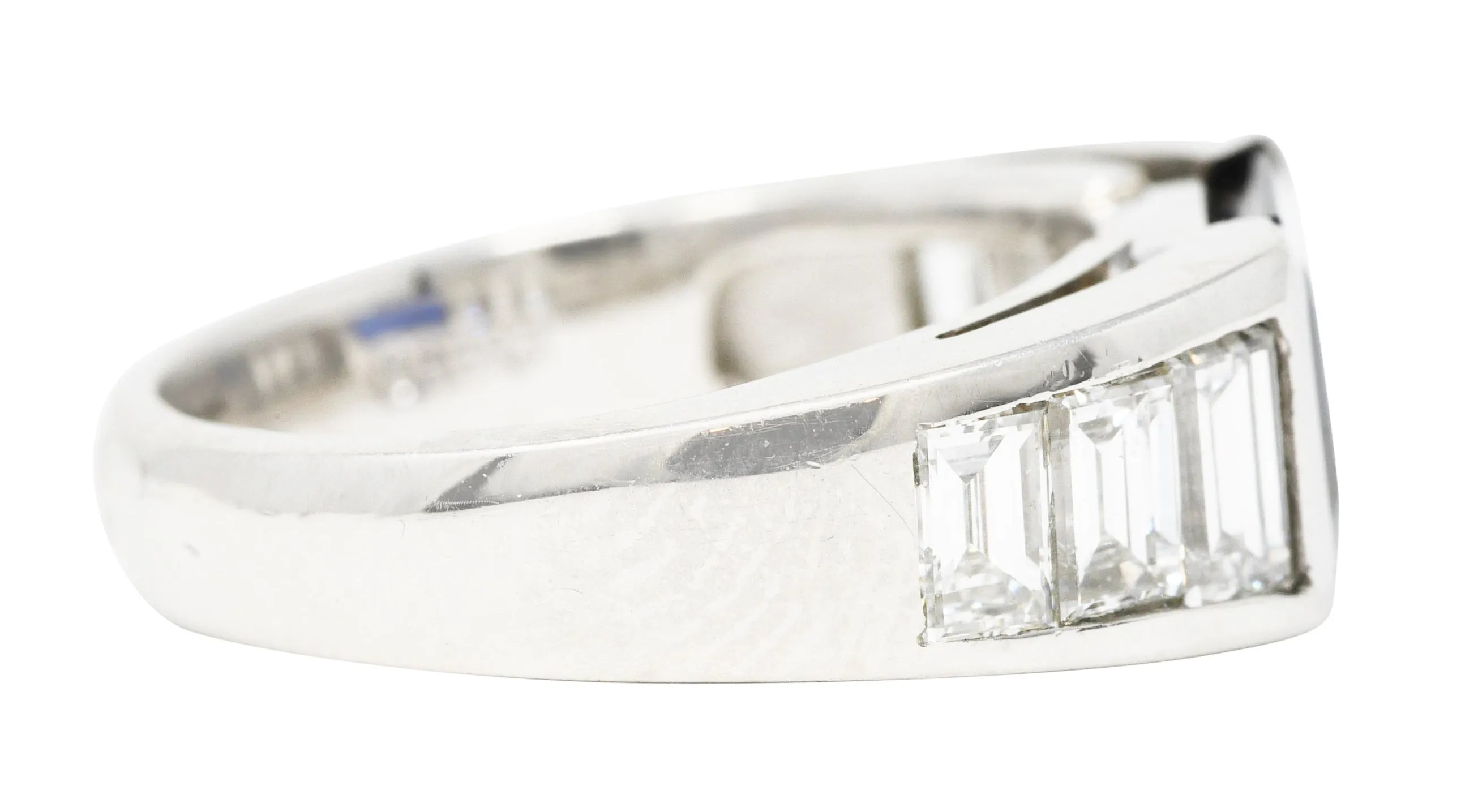 Contemporary 3.32 CTW Sapphire Diamond Platinum Unisex Band Ring