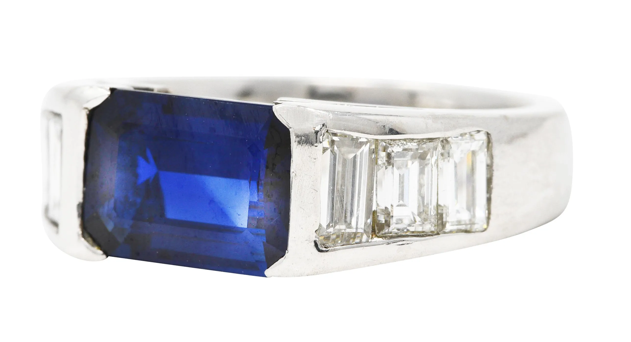 Contemporary 3.32 CTW Sapphire Diamond Platinum Unisex Band Ring