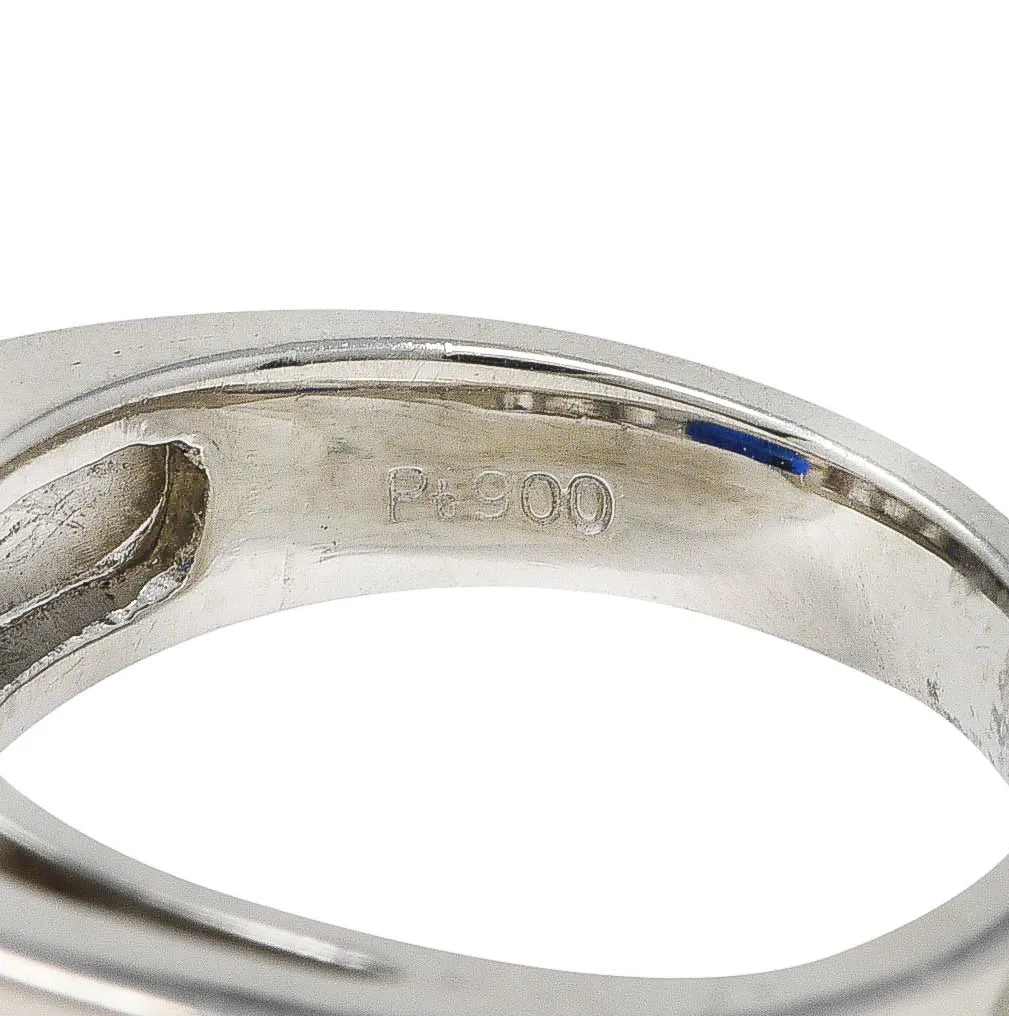 Contemporary 3.32 CTW Sapphire Diamond Platinum Unisex Band Ring