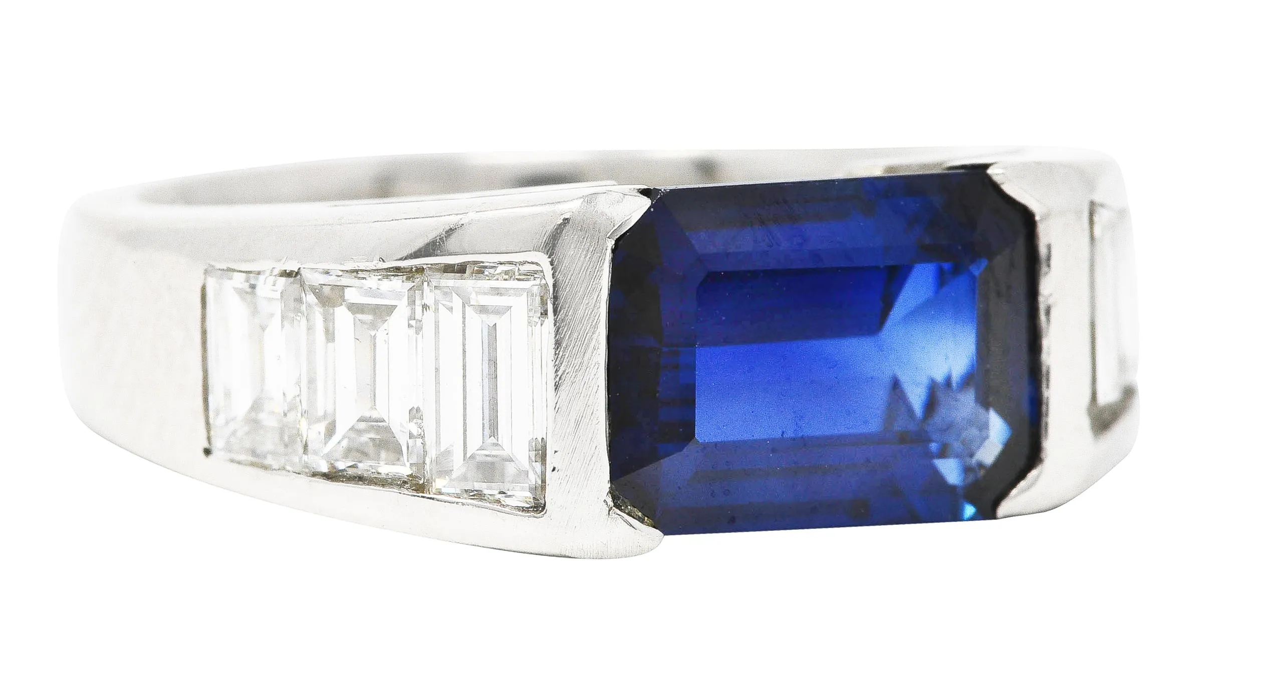 Contemporary 3.32 CTW Sapphire Diamond Platinum Unisex Band Ring