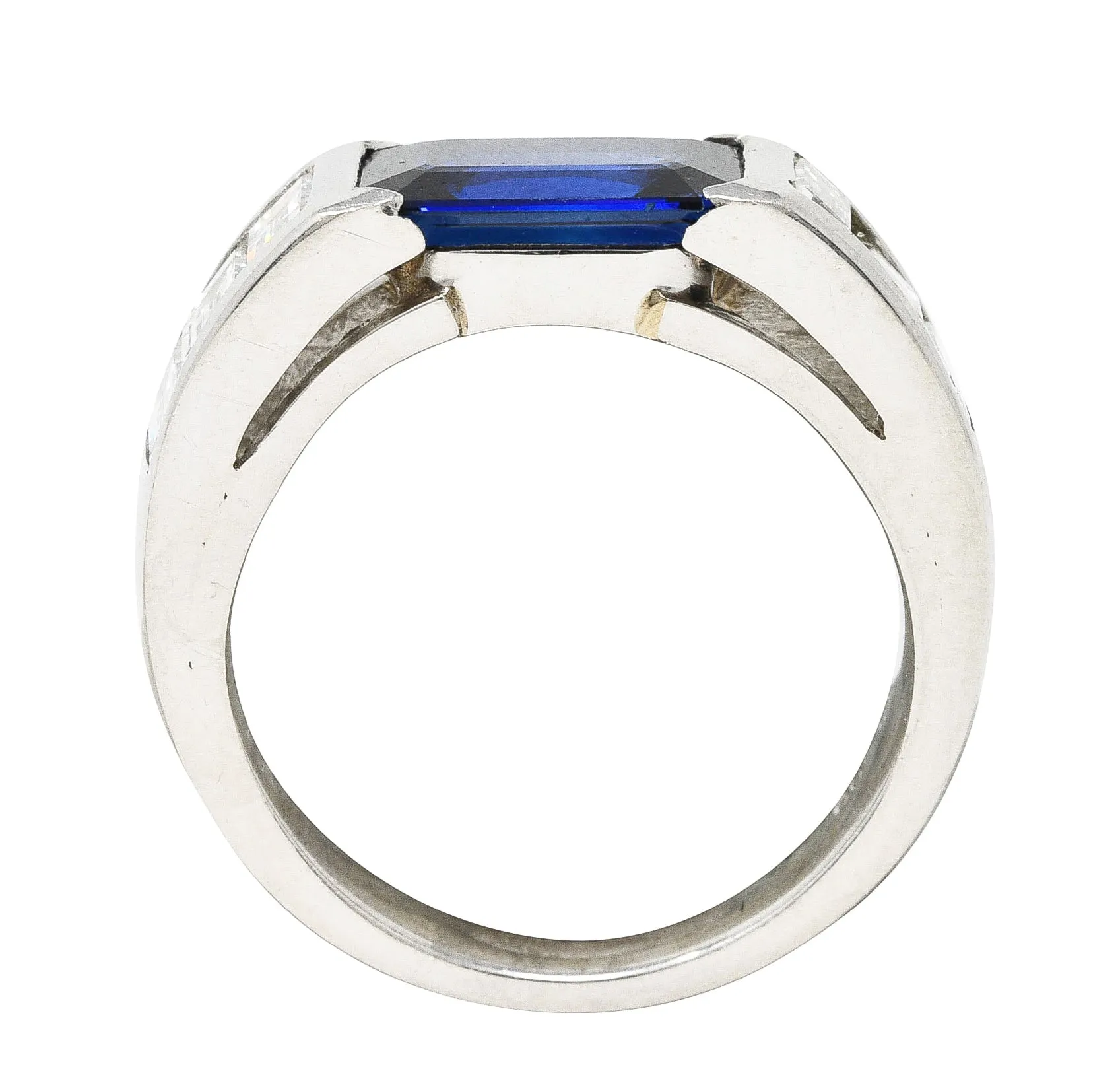 Contemporary 3.32 CTW Sapphire Diamond Platinum Unisex Band Ring
