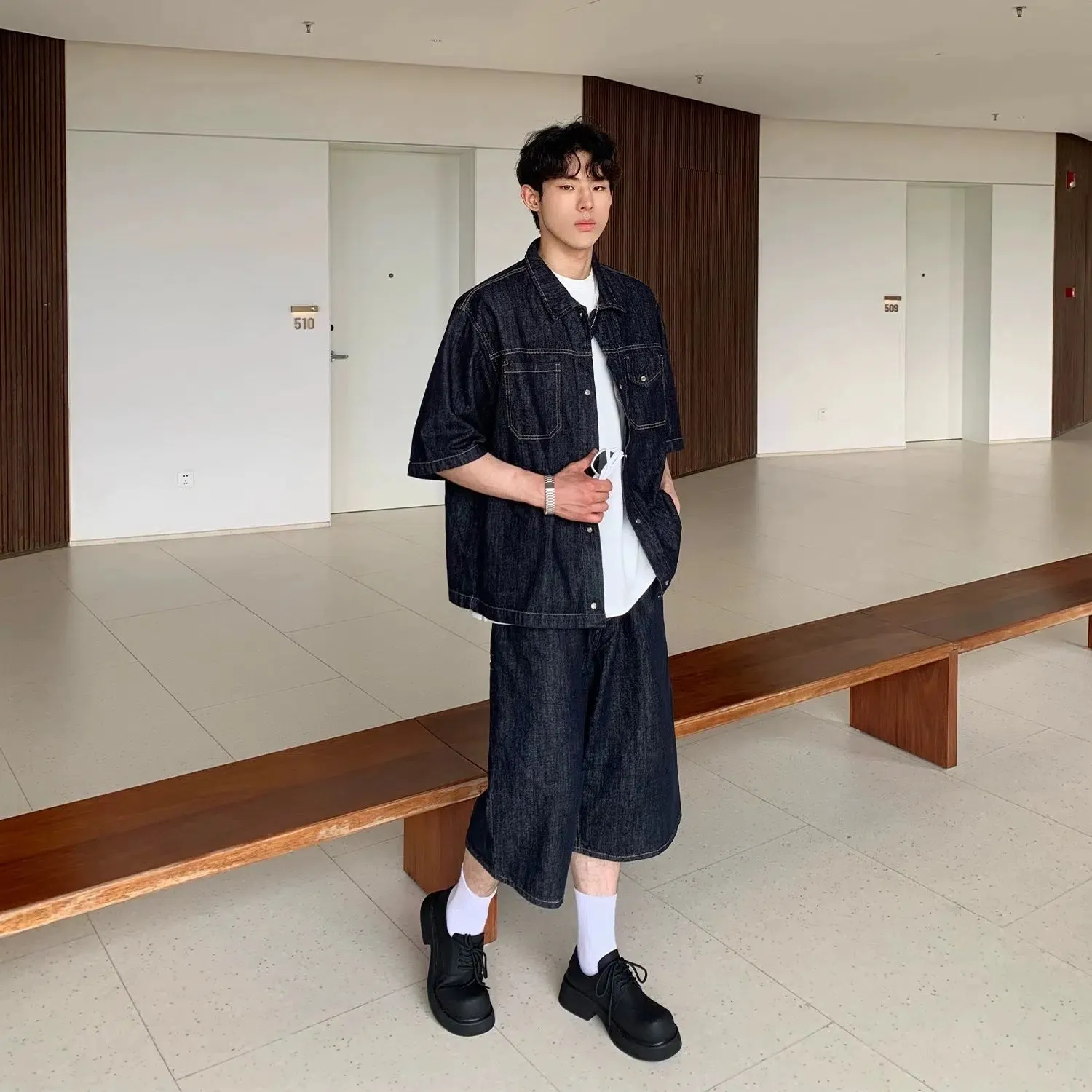 Contemporary Denim Two-Piece Casual Suit