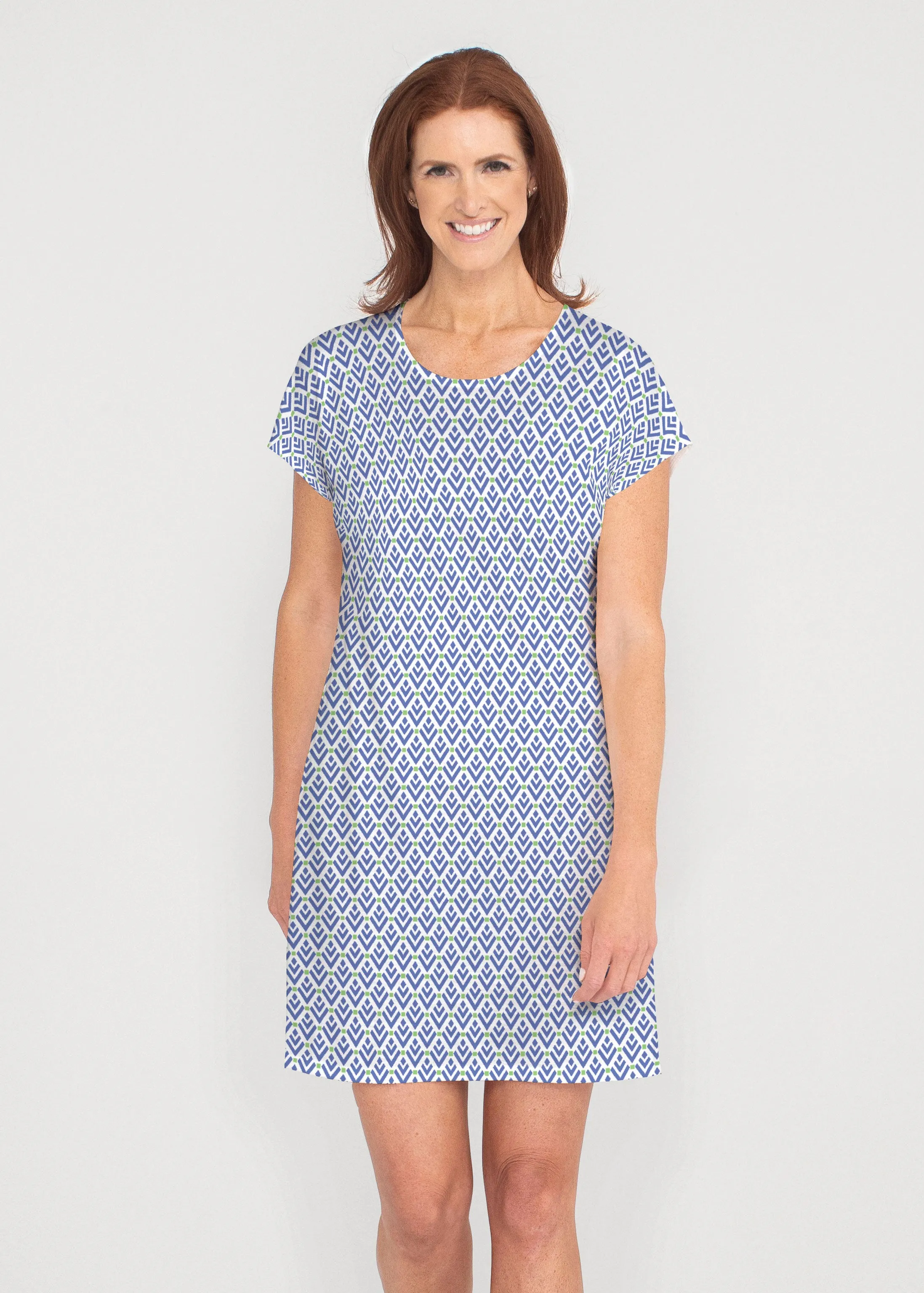 Cosmo Geo (13568) ~ French Terry Short Sleeve Crew Dress