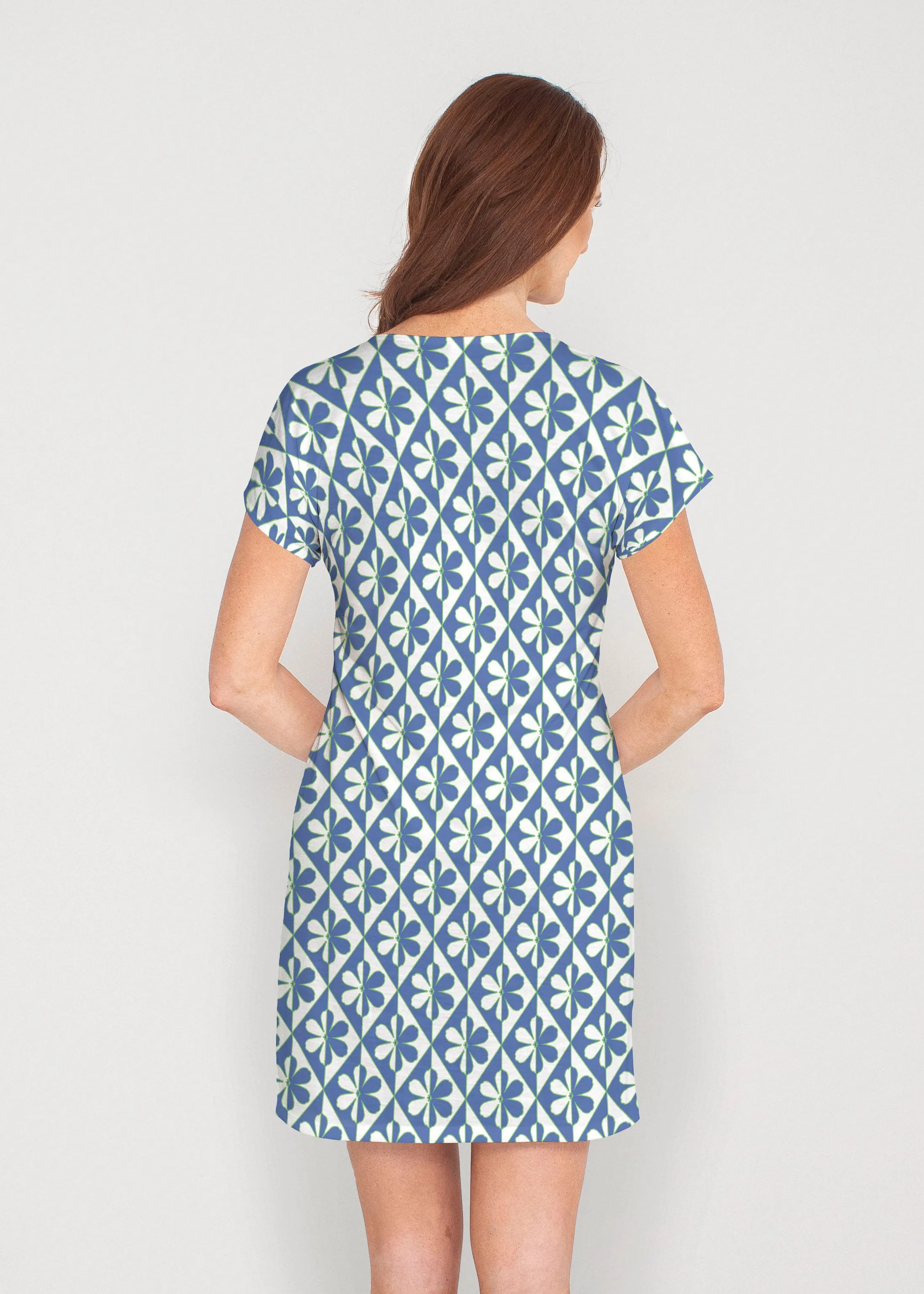 Cosmo Geo (13568) ~ French Terry Short Sleeve Crew Dress