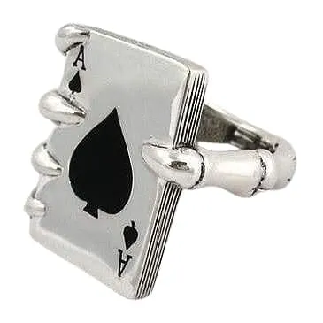 Craw Spade Card Sterling Silver Gothic Ring