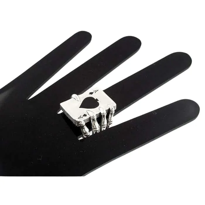 Craw Spade Card Sterling Silver Gothic Ring
