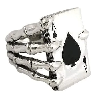 Craw Spade Card Sterling Silver Gothic Ring