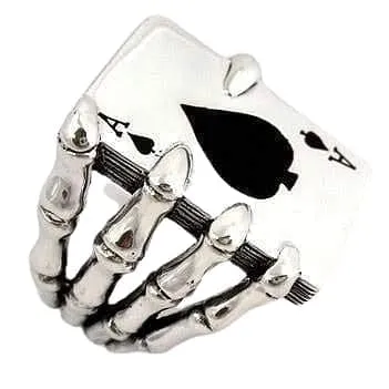 Craw Spade Card Sterling Silver Gothic Ring