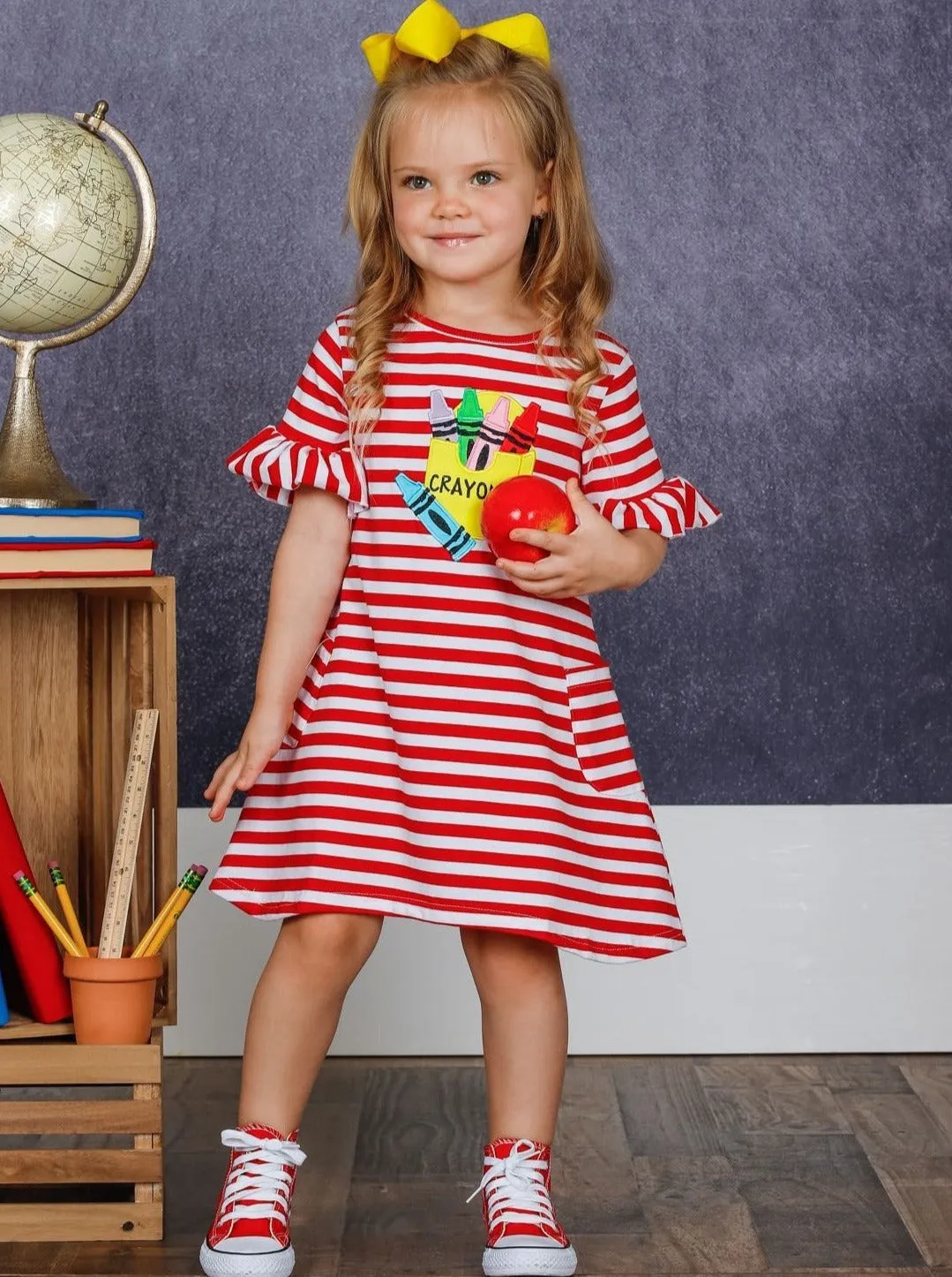 Crayon Cuteness Striped Pocket Dress