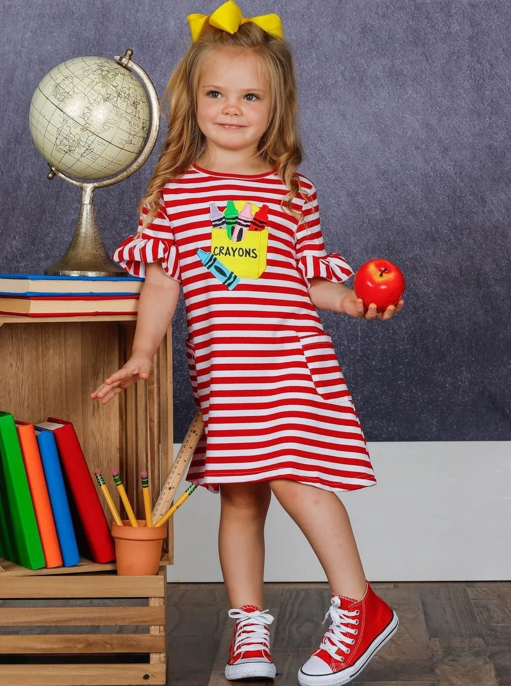 Crayon Cuteness Striped Pocket Dress