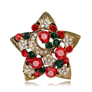 Cubic Zirconia & 18K Gold-Plated Celestial Brooch
