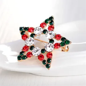 Cubic Zirconia & 18K Gold-Plated Hollow Star Brooch