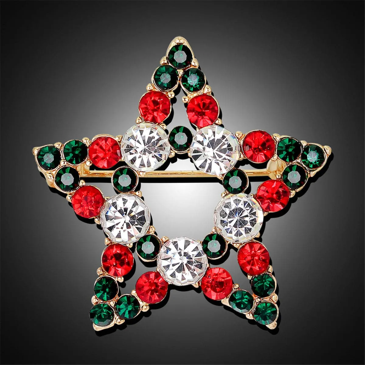 Cubic Zirconia & 18K Gold-Plated Hollow Star Brooch
