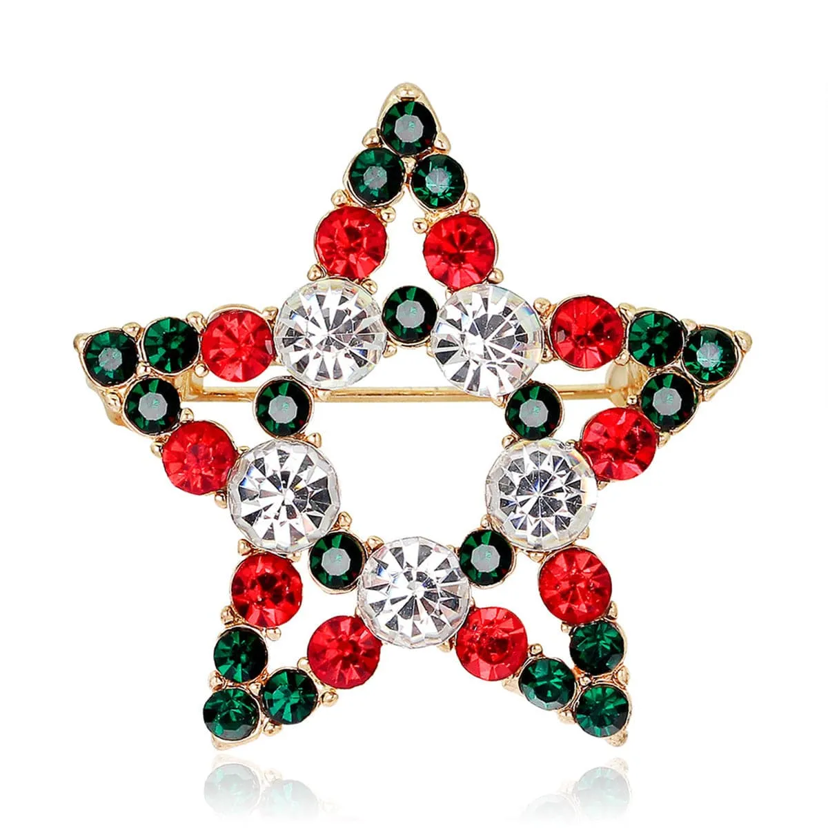 Cubic Zirconia & 18K Gold-Plated Hollow Star Brooch
