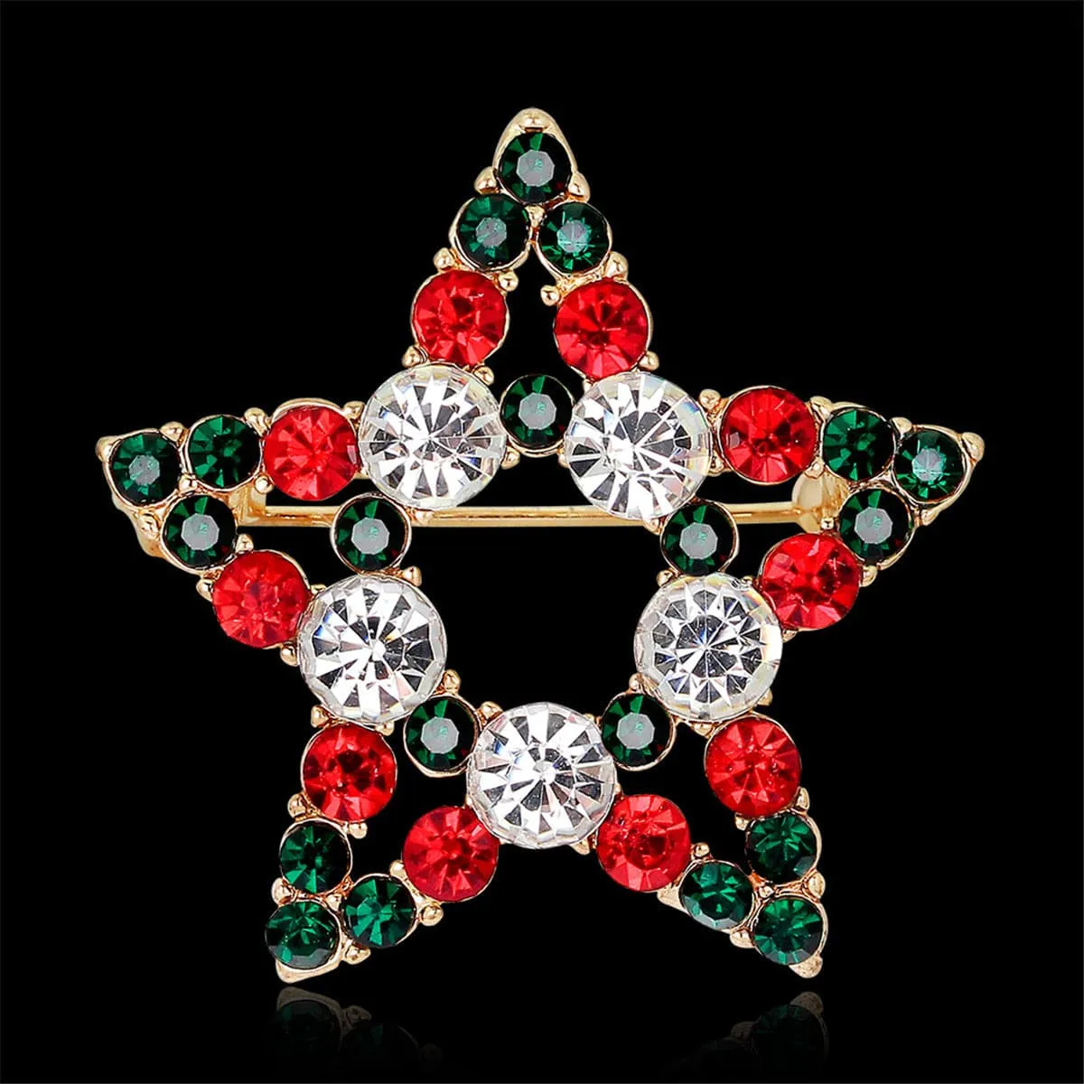 Cubic Zirconia & 18K Gold-Plated Hollow Star Brooch