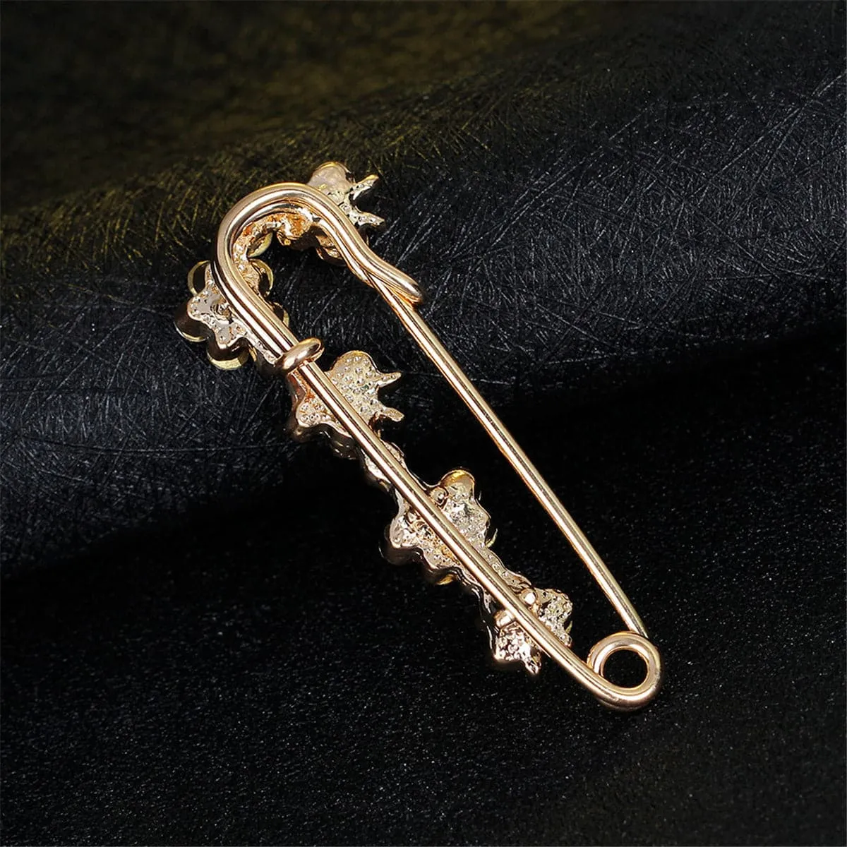 Cubic Zirconia & 18K Gold-Plated Linking Butterfly Pin Brooch