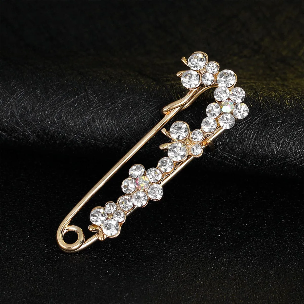 Cubic Zirconia & 18K Gold-Plated Linking Butterfly Pin Brooch