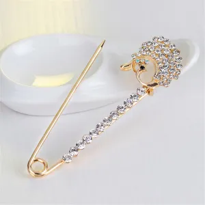 Cubic Zirconia & 18K Gold-Plated Pin Brooch