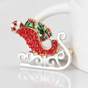 Cubic Zirconia & 18K Gold-Plated Sleigh Brooch