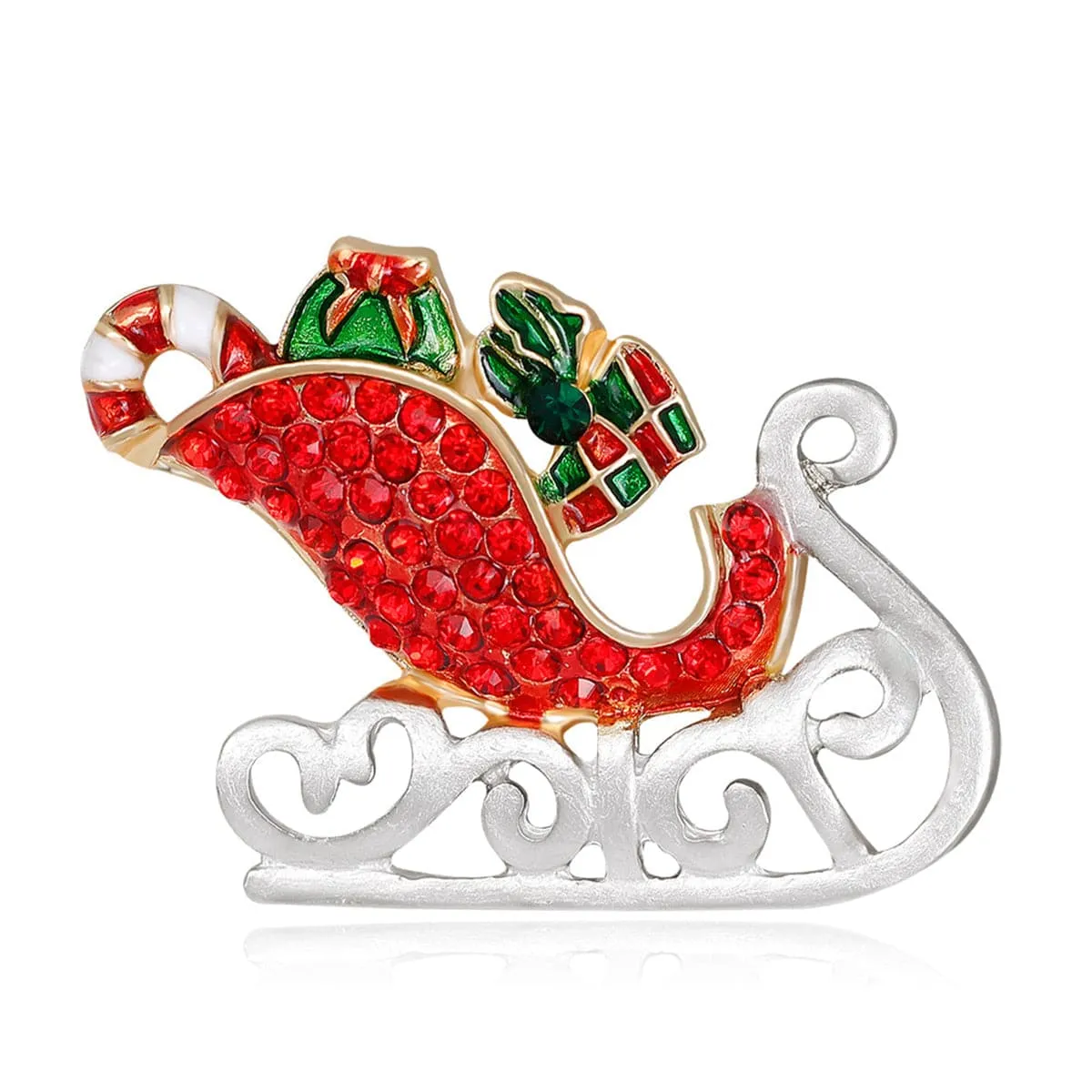 Cubic Zirconia & 18K Gold-Plated Sleigh Brooch