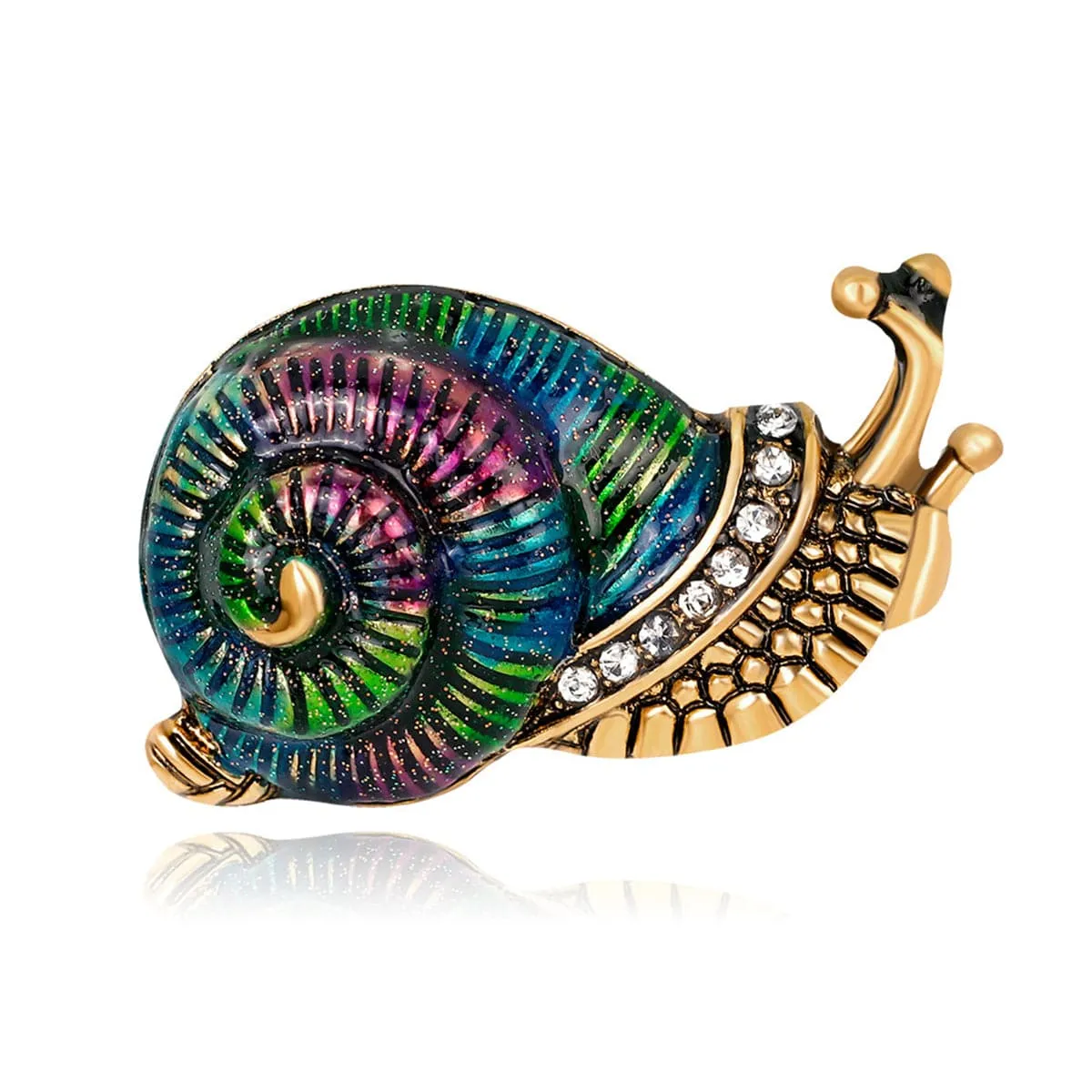 Cubic Zirconia & 18K Gold-Plated Snail Brooch