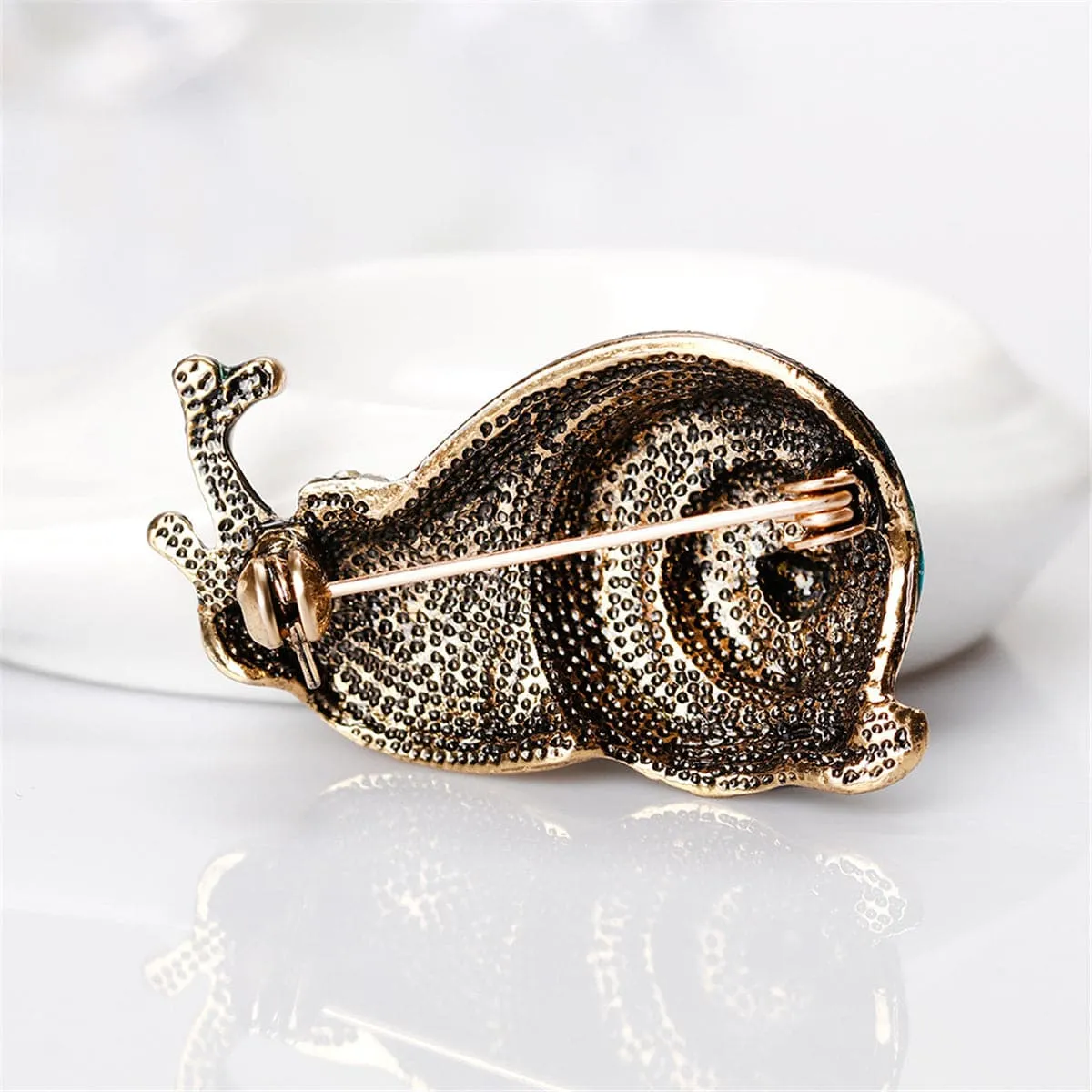 Cubic Zirconia & 18K Gold-Plated Snail Brooch