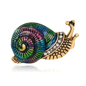Cubic Zirconia & 18K Gold-Plated Snail Brooch
