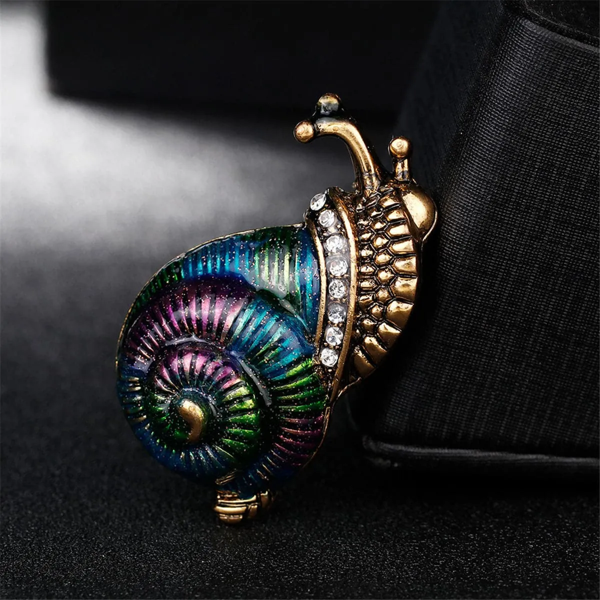 Cubic Zirconia & 18K Gold-Plated Snail Brooch