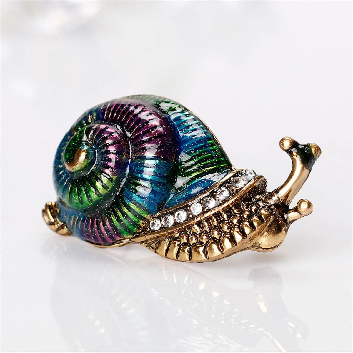 Cubic Zirconia & 18K Gold-Plated Snail Brooch