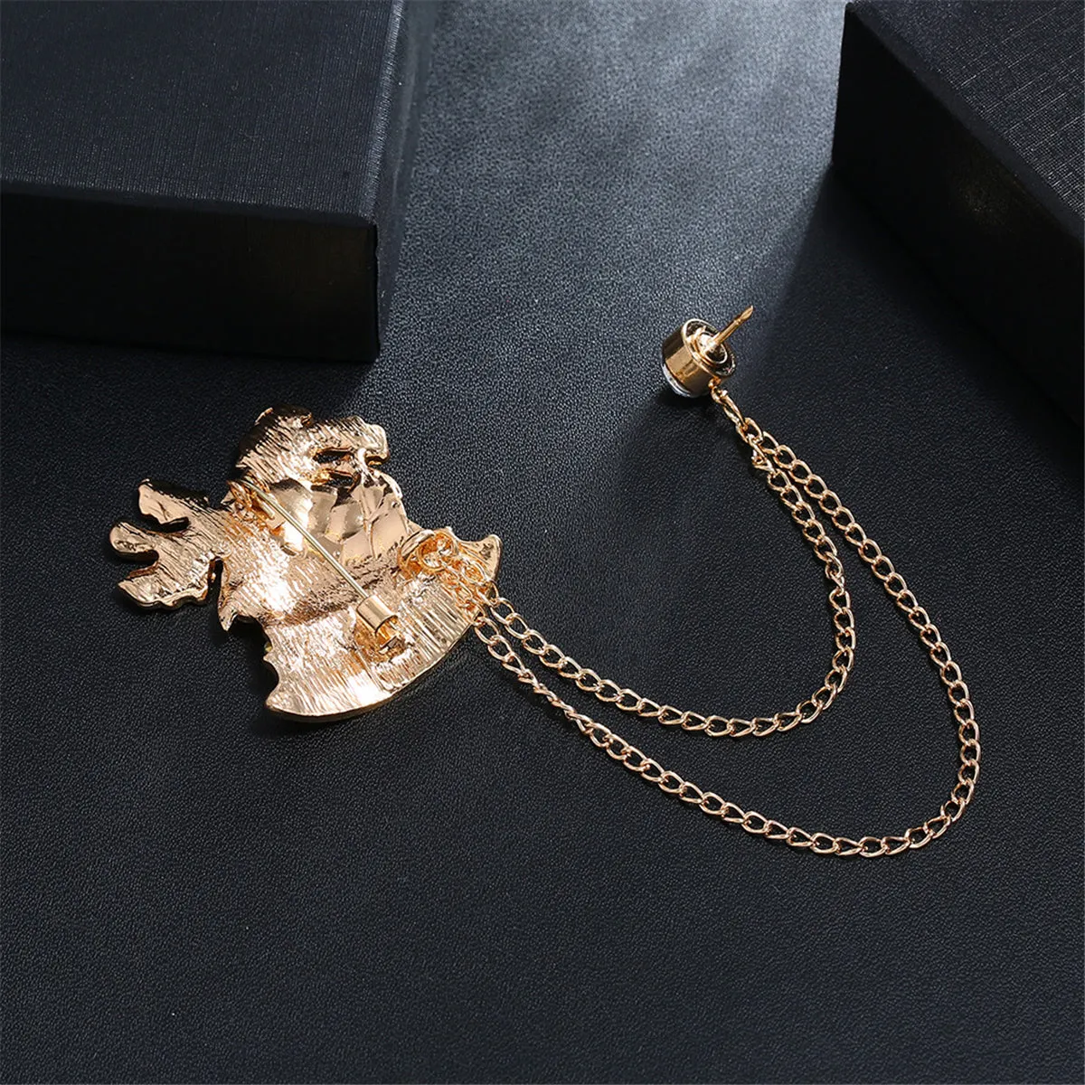 Cubic Zirconia & Enamel 18K Gold-Plated Bell Chain Brooch