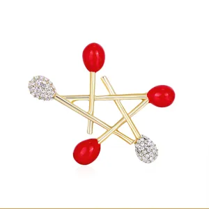 Cubic Zirconia & Gold-Plated Star Brooch