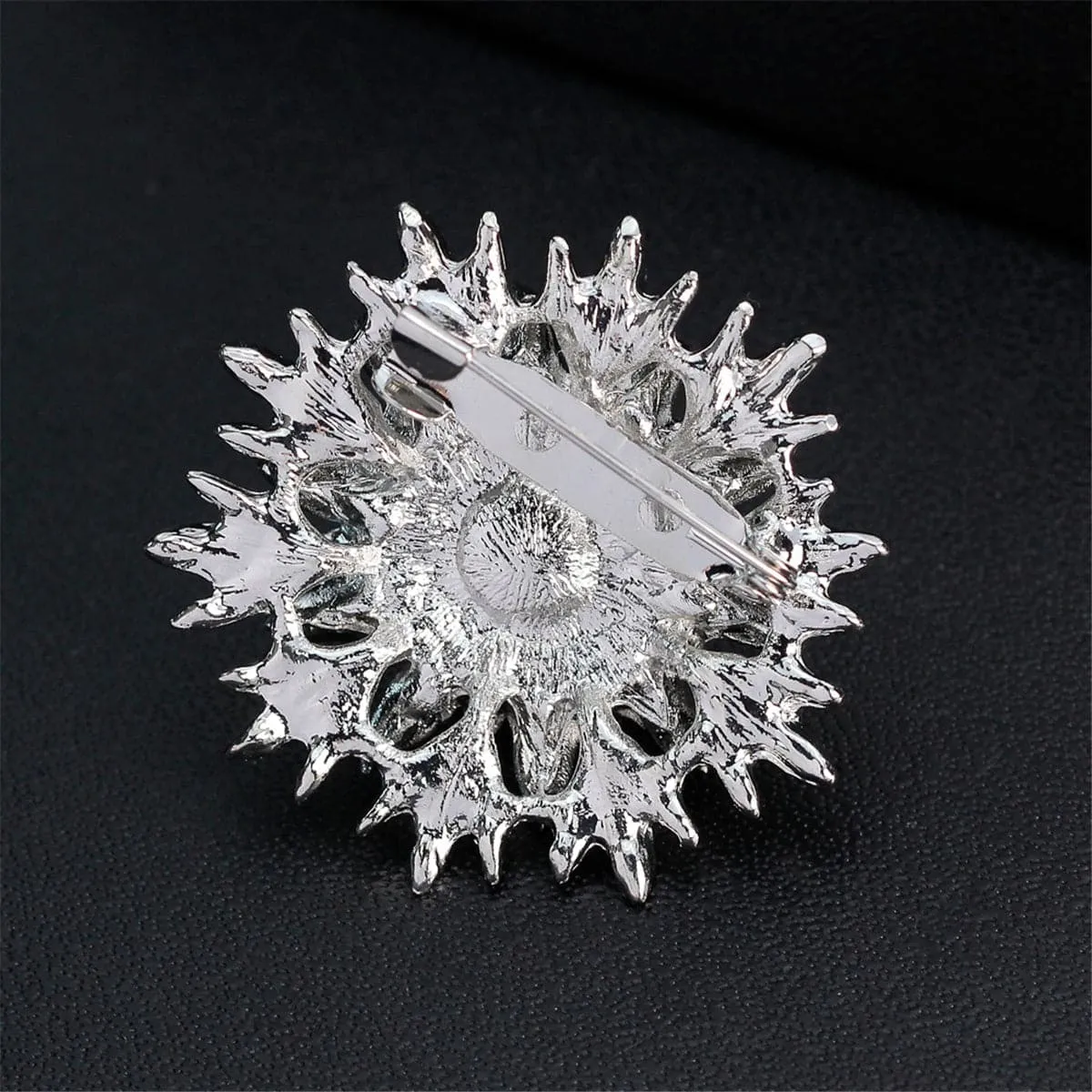 Cubic Zirconia & Silver-Plated Botany Brooch