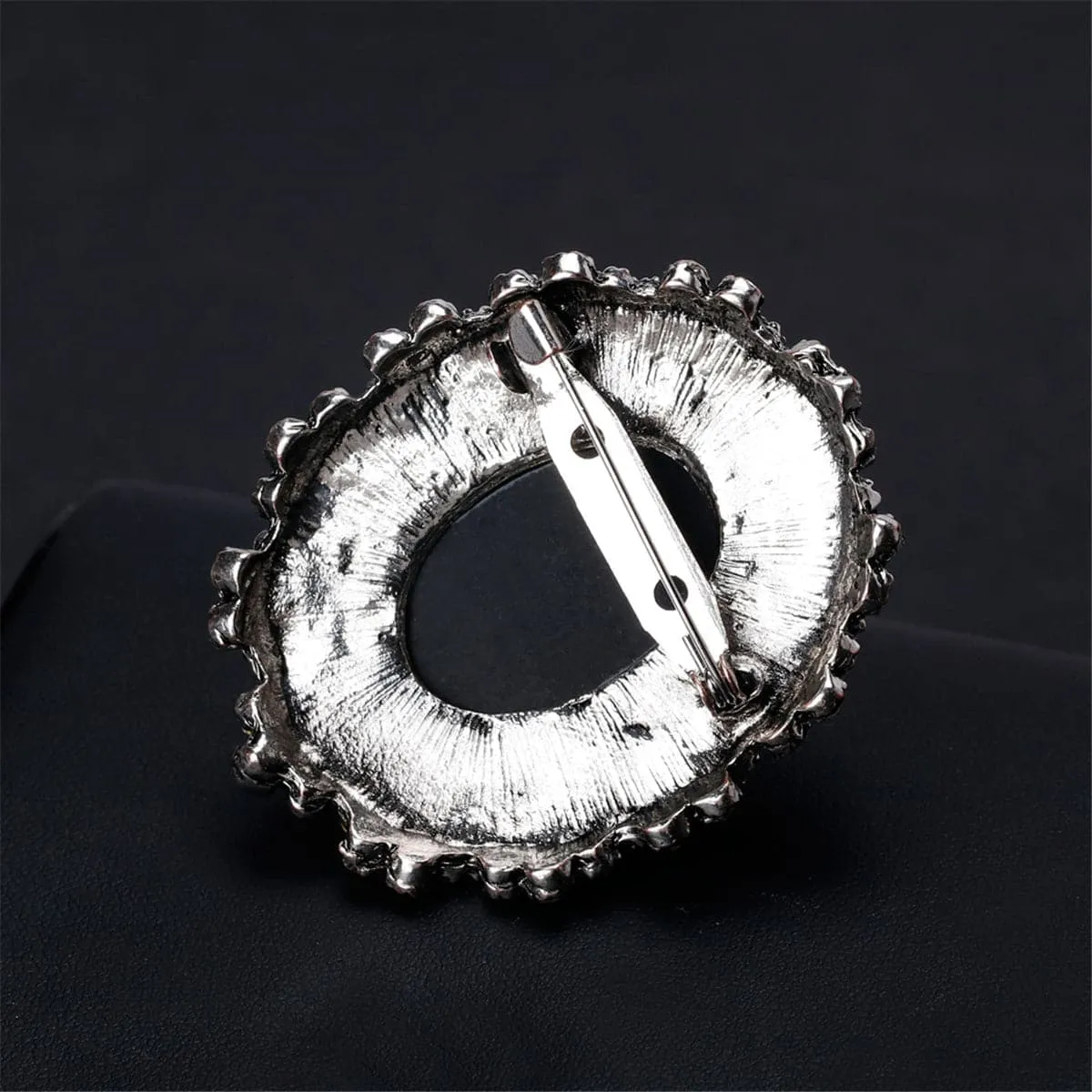 Cubic Zirconia & Silver-Plated Rilievo Lady Brooch