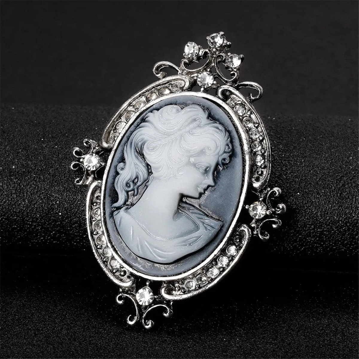 Cubic Zirconia & Silver-Plated Silhouette Brooch