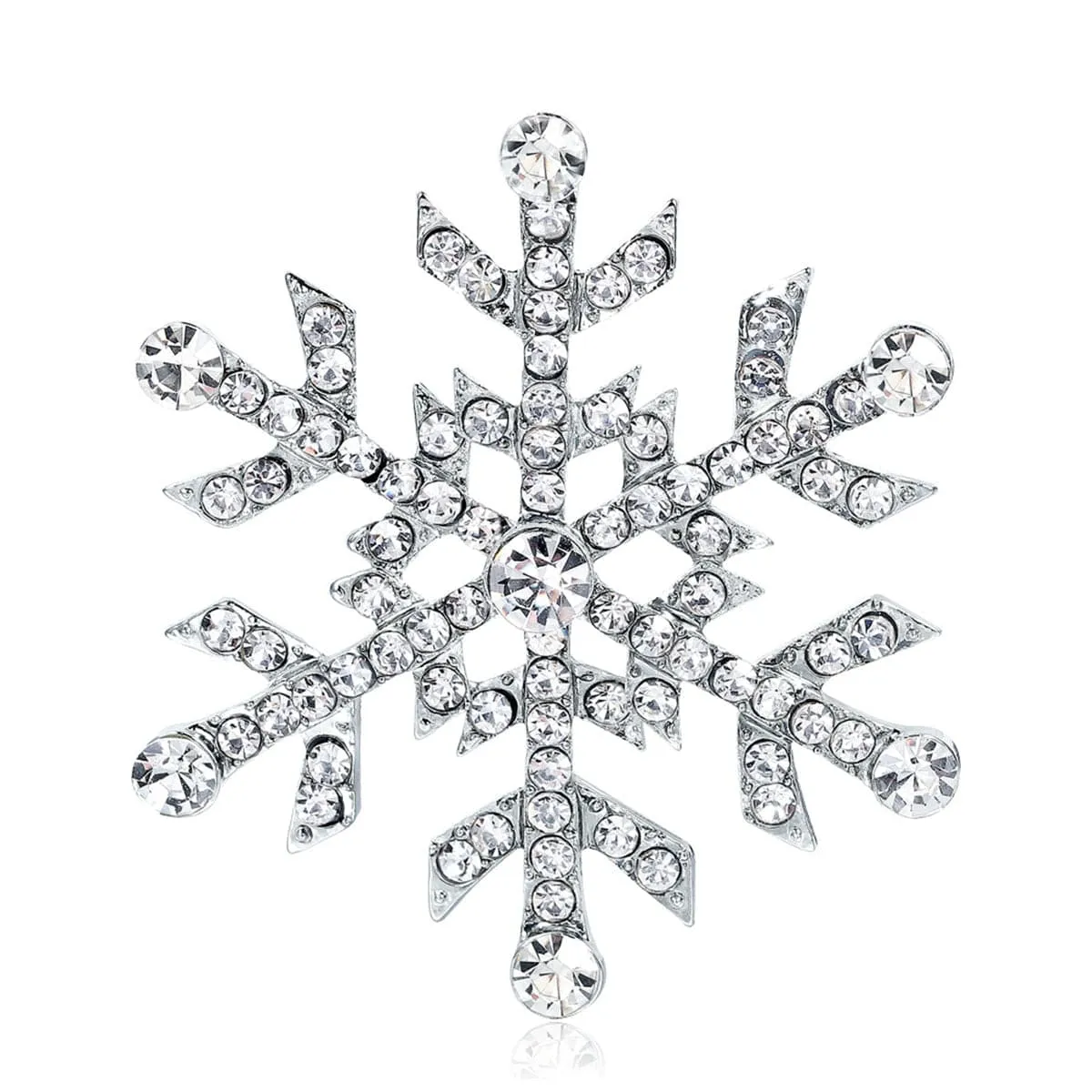 Cubic Zirconia & Silver-Plated Snowflake Brooch